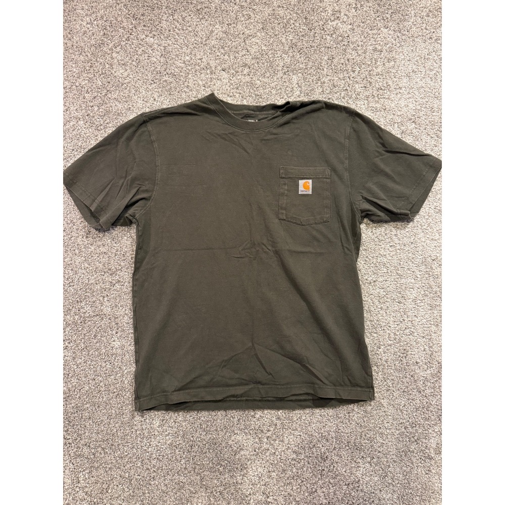 Carhartt T-Shirt Mens M Green K87 Loose Fit Short Sleeve Pocket Workwear Tee